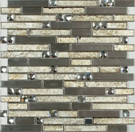 Мозаика MS-610 стекло+металл 29.8х30.5 см матовая, бежевый, серый