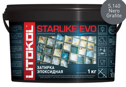 Затирка для плитки эпоксидная Litokol двухкомпонентный состав Starlike Evo S.140 Nero Grafite 1 кг 485190002