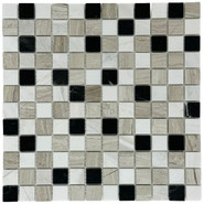 Мозаика Marble Mosaic Mix stone 4 Mat камень 30х30 см матовая чип 23х23 мм, белый, серый, черный