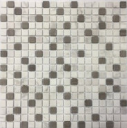 Мозаика KP-742 мрамор 30.5х30.5 см матовая чип 15х15 мм, белый, серый