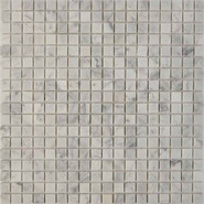 Мозаика из мрамора Bianco Carrara PIX241, чип 15x15 мм, сетка 305х305x4 мм глянцевая, серый
