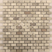 Мозаика К-705 травертин+мрамор 29.8х29.8 см матовая чип 15х15 мм, бежевый, коричневый