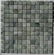 Мозаика PIX 313 Jet Green, мрамор 30.5х30.5 см Pixmosaic матовая чип 23х23 мм, зеленый, серый