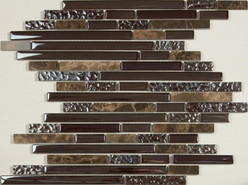 Мозаика S-818 стекло камень 29.8х30.5 см глянцевая чип 15х48х98 мм, коричневый