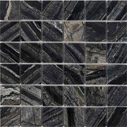Мозаика из мрамора Royal Grey PIX257, чип 48x48 мм, сетка 305х305x6 мм глянцевая, черный