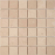 Мозаика из мрамора Crema Nova PIX228, чип 48х48 мм, сетка 305х305х6 мм полированная, бежевый