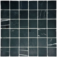Мозаика Marble Mosaic Nero Marquina Pol камень 30.5х30.5 см полированная чип 48х48 мм, черный