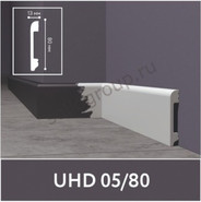 Напольный плинтус Solid UHD Polymer с креплением на клей 1 UHD 05/80, белый 13х80х2400 ударопрочный полистирол под покраску