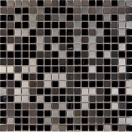 Мозаика из металла PIX709, чип 15x15 мм, сетка 300х300x8 мм глянцевая и матовая, серый, черный
