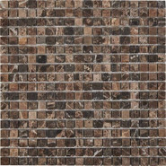 Мозаика из мрамора Dark Emperador PIX219, чип 15x15 мм, сетка 305х305x4 мм матовая, коричневый