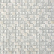 Мозаика из мрамора и стекла PIX715, чип 15x15 мм, сетка 300х300x8 мм глянцевая, белый, серый