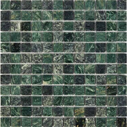Мозаика из мрамора Spider Green PIX215, чип 23x23 мм, сетка 305х305x6 мм глянцевая, зеленый, черный