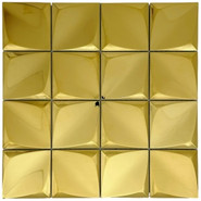 Мозаика Marble Mosaic Origami Gold нержавеющая сталь 30х30 см 3D чип 75х75 мм, золотой-oro-gold