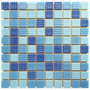 Мозаика стеклянная Aquaviva Majorca Light 32.7х32.7 см матовая чип 30х30 мм, голубой, синий 023330