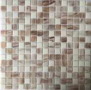 Мозаика из стекла PIX113, чип 20x20 мм, сетка 316х316х4 мм глянцевая, бежевый, белый