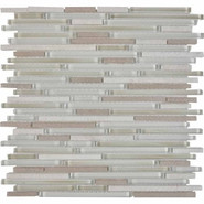 Мозаика из мрамора и стекла PIX735, чипы 8x48/98/148 мм, сетка 300х300x8 мм глянцевая, бежевый, белый