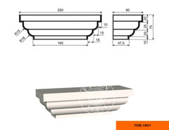 Лепнинапласт Пилястра ПЛВ-150/1 (капитель) фасадная полистирол 250х75х90 мм