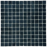 Мозаика Marble Mosaic Nero Marquina Pol камень 30х30 см полированная чип 23х23 мм, черный