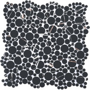 Мозаика PIX757 из стекла, 29.6х29.6 см Pixmosaic матовая чип произвольный, черный