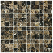 Мозаика Marble Mosaic Emperador dark Mat камень 30х30 см матовая чип 23х23 мм, коричневый, темно-коричневый