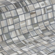 Мозаика Layers стекло 31.3х49.5 см матовая, рельефная чип 2.5x2.5 мм, белый, серый