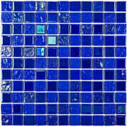 Мозаика Bondi Dark Blue-25 стекло 30х30 см глянцевая чип 25х25 мм, синий