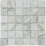 Мозаика Marble Mosaic Volakas white Mat камень 30.5х30.5 см матовая чип 48х48 мм, серый, белый