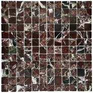 Мозаика Marble Mosaic Rosso Levanto Pol камень 30х30 см полированная чип 23х23 мм, коричневый, темно-коричневый