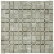 Мозаика Marble Mosaic Wood Grain Pol камень 30х30 см полированная чип 23х23 мм, серый