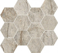 Мозаика J88877 Canova Esagona Oxford Grey Lapp 35x30,3, керамогранит лаппатированная, серый
