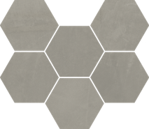 Мозаика Континуум Айрон Гексагон керамогранит 25х29 см матовая, серый 620110000189