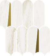 Мозаика Stellaris Carrara Ivory Mosaico Elegant керамогранит 32.5х36.1 см Italon полированная, белый, золотой-oro-gold 620110000231