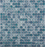 Мозаика SG-8038 стекло 30.5х30.5 см глянцевая чип 15х15 мм, голубой, синий