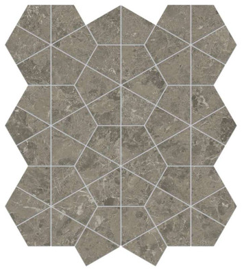 Мозаика Marvel Meraviglia Grigio Elegante Hexagon Lapp. 40,3x46,6 керамогранит Atlas Concorde Italy полированная, серый AJQ1