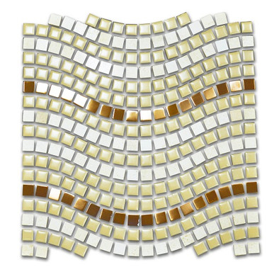 Мозаика Perseus-9 волна мрамор+керамика+метал 31х31 см глянцевая чип 15х15 мм, бежевый