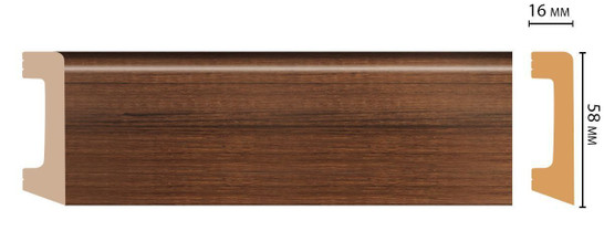 Плинтус напольный D234-74 ДМ Decomaster (58х16х2400 мм) 