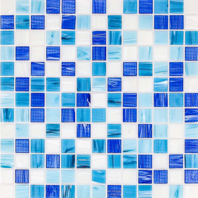 Мозаика Imagine Lab Santorini стекло 32.7х32.7 см глянцевая чип 23x23 мм, синий, голубой, белый