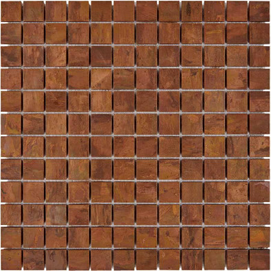 Мозаика из меди PIX731, чип 23x23 мм, сетка 300х300x8 мм матовая, коричневый