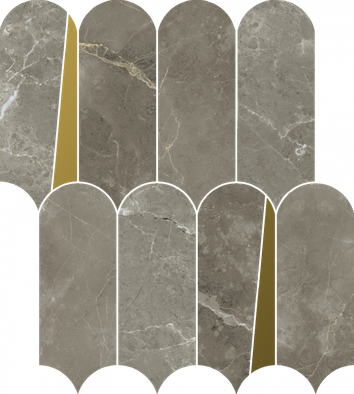 Мозаика Stellaris Tuscania Grey Mosaico Elegant керамогранит 32.5х36.1 см Italon полированная, золотой-oro-gold, серебро-silver, серый 620110000234