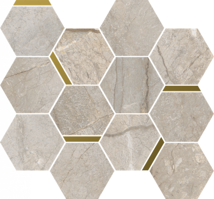 Мозаика Stellaris Elegant Silver Mosaico Chic керамогранит 28.3х32.8 см Italon матовая, золотой-oro-gold, серый 620110000224