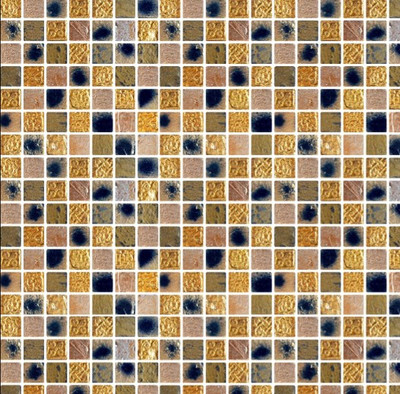 Мозаика Orion-25 мрамор+камень 30х30 см глянцевая чип 15х15 мм, золотой, коричневый