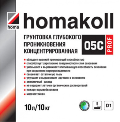Грунт-концентрат глубокого проникновения Homakoll 05 C Prof 10кг фото Грунт-концентрат глубокого проникновения Homakoll 05 C Prof 10кг