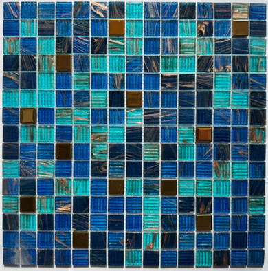 Мозаика Pixmosaic PIX 135 из стекла, чип 20x20 мм, сетка 316х316х4 мм глянцевая синий PIX