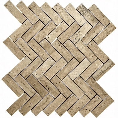 Мозаика Marble Mosaic Chevron Travertine Honed мрамор 27.6х31.5 см матовая чип 23х73 мм бежевый