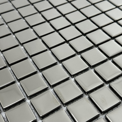 Мозаика Marble Mosaic Sharm Silver стекло 30х30 см глянцевая чип 23x23 мм, серебро-silver