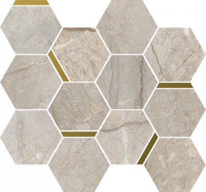 Мозаика Stellaris Elegant Silver Mosaico Chic керамогранит 28.3х32.8 см Italon матовая, золотой-oro-gold, серый 620110000224