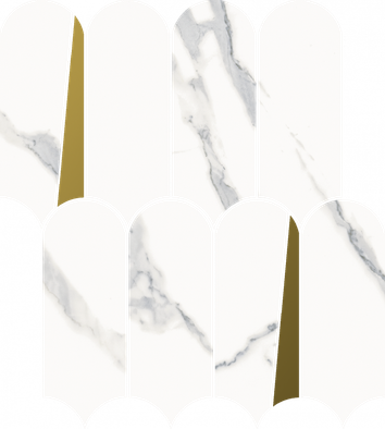 Мозаика Stellaris Statuario White Mosaico Elegant керамогранит 32.5х36.1 см Italon полированная, белый, золотой-oro-gold, серый 620110000229