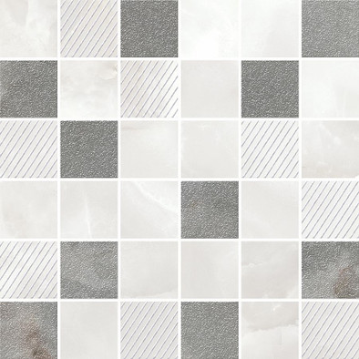Мозаика Opale Grey Mosaic керамика 30х30 глянцевая, матовая, белый, серый 587433004