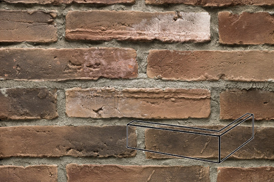 Настенная плитка Угловой элемент Кирпич Мирский в стиле Лофт 15.20.У (01), шов 12, Каштан 5.5х25 рельефная (структурированная) 00000040026