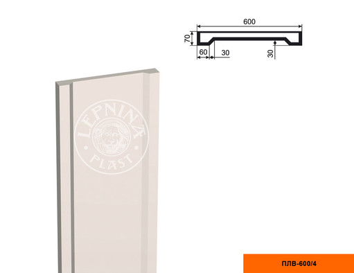 Лепнинапласт Пилястра ПЛВ-600/4 (тело) фасадная полистирол 600х2000х70 мм